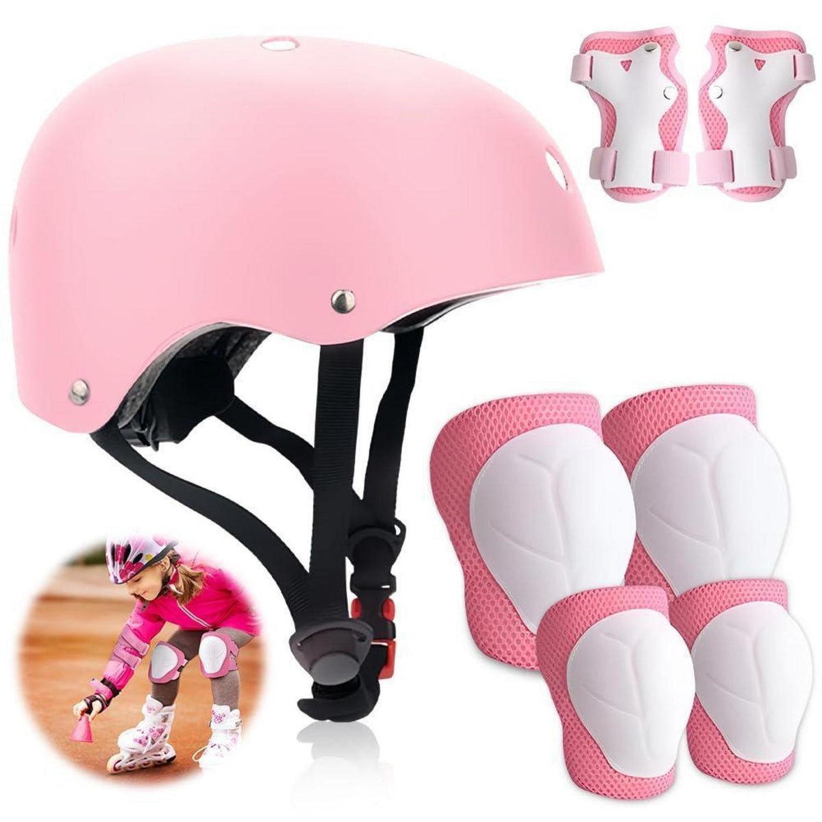 Schoner Set Kinder 7-teilig: Helm, Knieschützer, Ellenbogen- & Handgelenkschützer