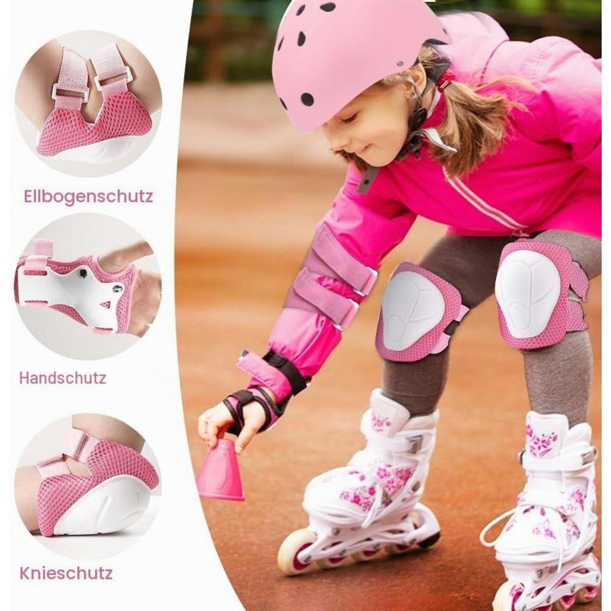 Schoner Set Kinder 7-teilig: Helm, Knieschützer, Ellenbogen- & Handgelenkschützer