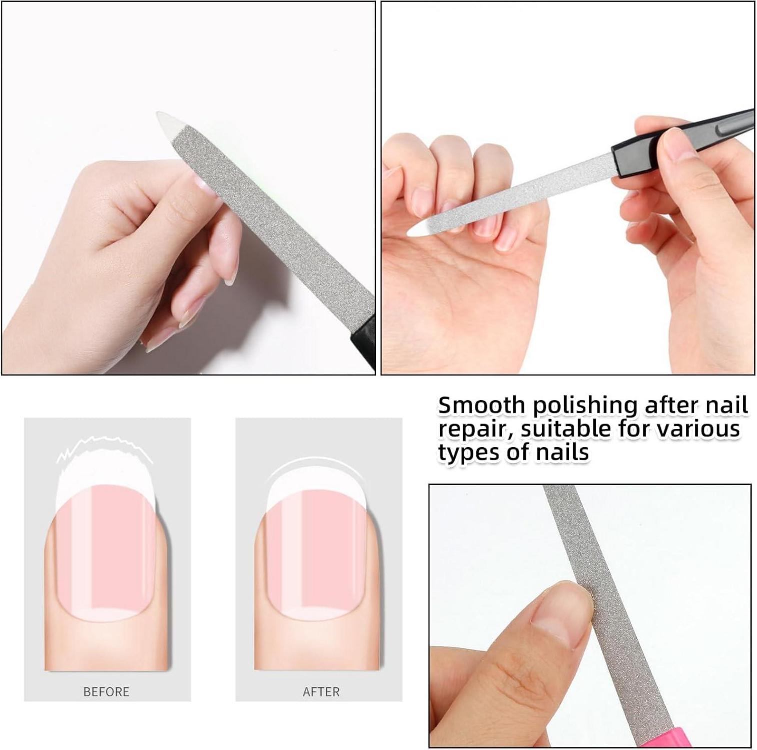 6er-Set Nagelfeilen Maniküre Pediküre Profi Metall Feilen Schwarz