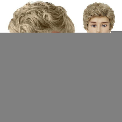 Kurze blonde Männerperücke lockig, hitzebeständig