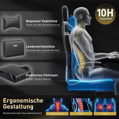 HLONONE Gaming Stuhl Racing Bürostuhl 150 kg Schwarz