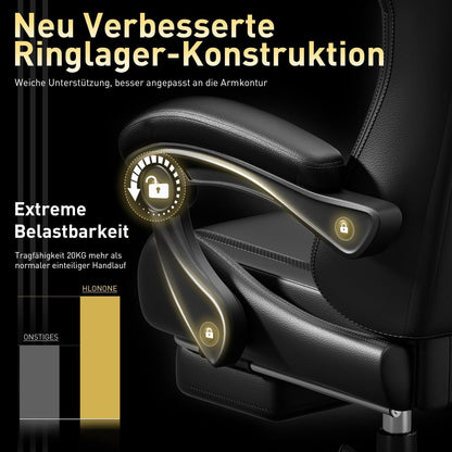 Gaming Stuhl Erwachsene Teen 150kg Racing Bürostuhl Schwarz