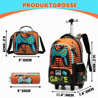 Schultrolley Rucksack Kinder Orange Game – 1. Klasse