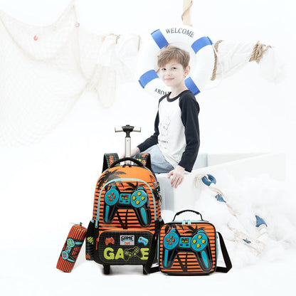 Schultrolley Rucksack Kinder Orange Game – 1. Klasse