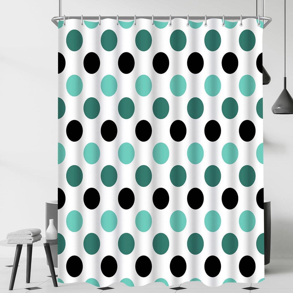 Duschvorhang Punktmuster 180x200 cm – Wasserabweisend & Waschbar