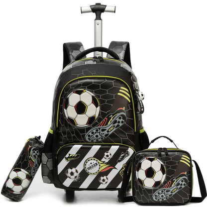Schultrolley Rucksack mit Rollen für Kinder – Sports Football