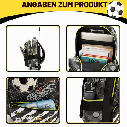 Schultrolley Rucksack mit Rollen für Kinder – Sports Football