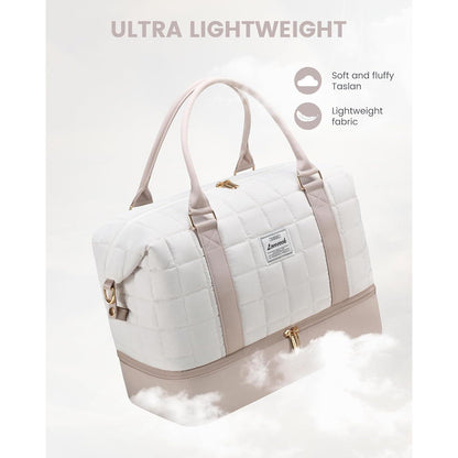 Reisetasche Damen mit Schuhfach & Nassfach, Beige+hellrosa