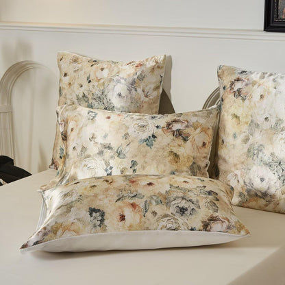 Satin Bettwäsche Set 135x200 cm - Blumenmuster Vintage Stil