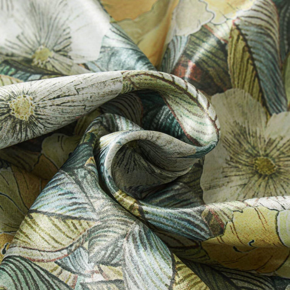 Satin Bettwäsche Set 135x200 cm, 4-teilig, Blumenmuster Grün
