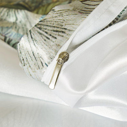 Satin Bettwäsche Set 135x200 cm, 4-teilig, Blumenmuster Grün