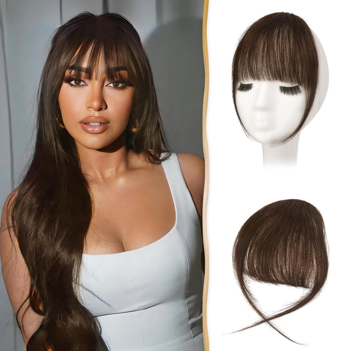 Echthaar Clip-in Pony mit Schläfen – Natürliche Bangs