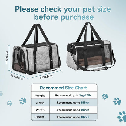 Katzen Transportbox faltbar mit Netz & Kissen – Grau L