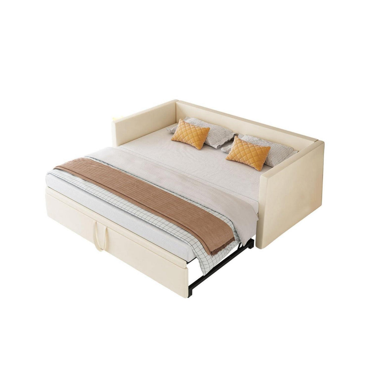 Ausziehbares Schlafsofa 90/180 x 200 cm – Beiges Bettgestell