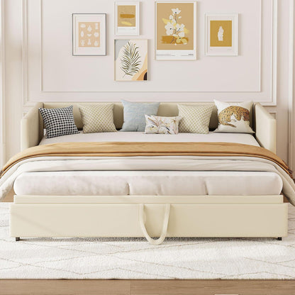 Ausziehbares Schlafsofa 90/180 x 200 cm – Beiges Bettgestell