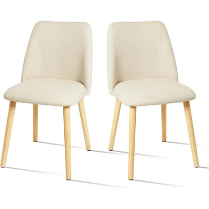 Esszimmerstühle 2er Set Creme mit Holzbeinen & Polster