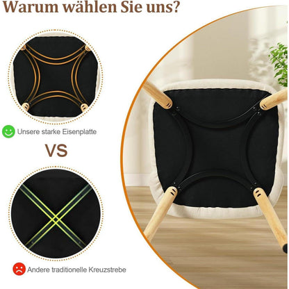 Esszimmerstühle 4er Set, Polsterstuhl Creme mit Holzbeinen