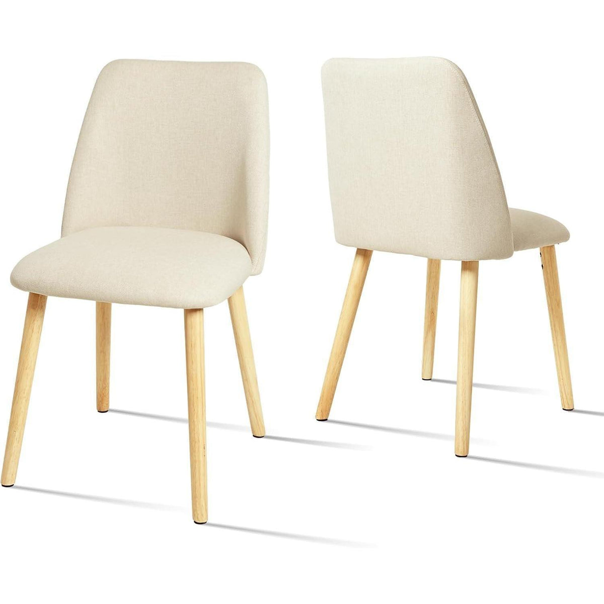 Esszimmerstühle 4er Set, Polsterstuhl Creme mit Holzbeinen