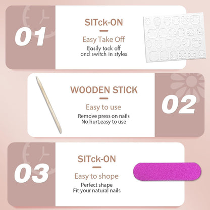 Glitzernde Mandel Nägel zum Aufkleben – Violett Rosa Chrome Set