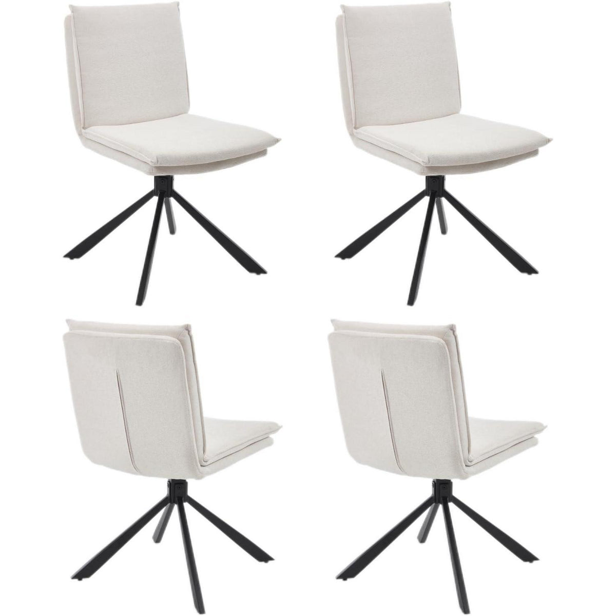 Esszimmerstühle Set 4 – Chenille, 360° drehbar, Weiß