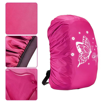 Regenschutz Rucksack Kinder 30-40L Wasserdicht mit Reflektoren Rot