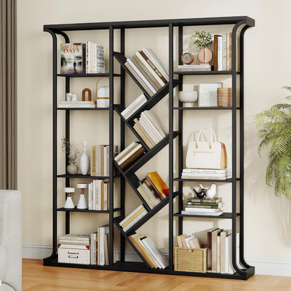 Baumförmiges Bücherregal 6-Tier mit 17 Fächern – Schwarz