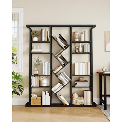 Baumförmiges Bücherregal 6-Tier mit 17 Fächern – Schwarz