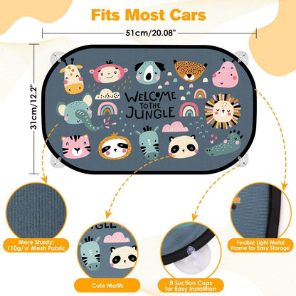 Baby Auto Sonnenschutz – 2er Set mit Tier Motiven