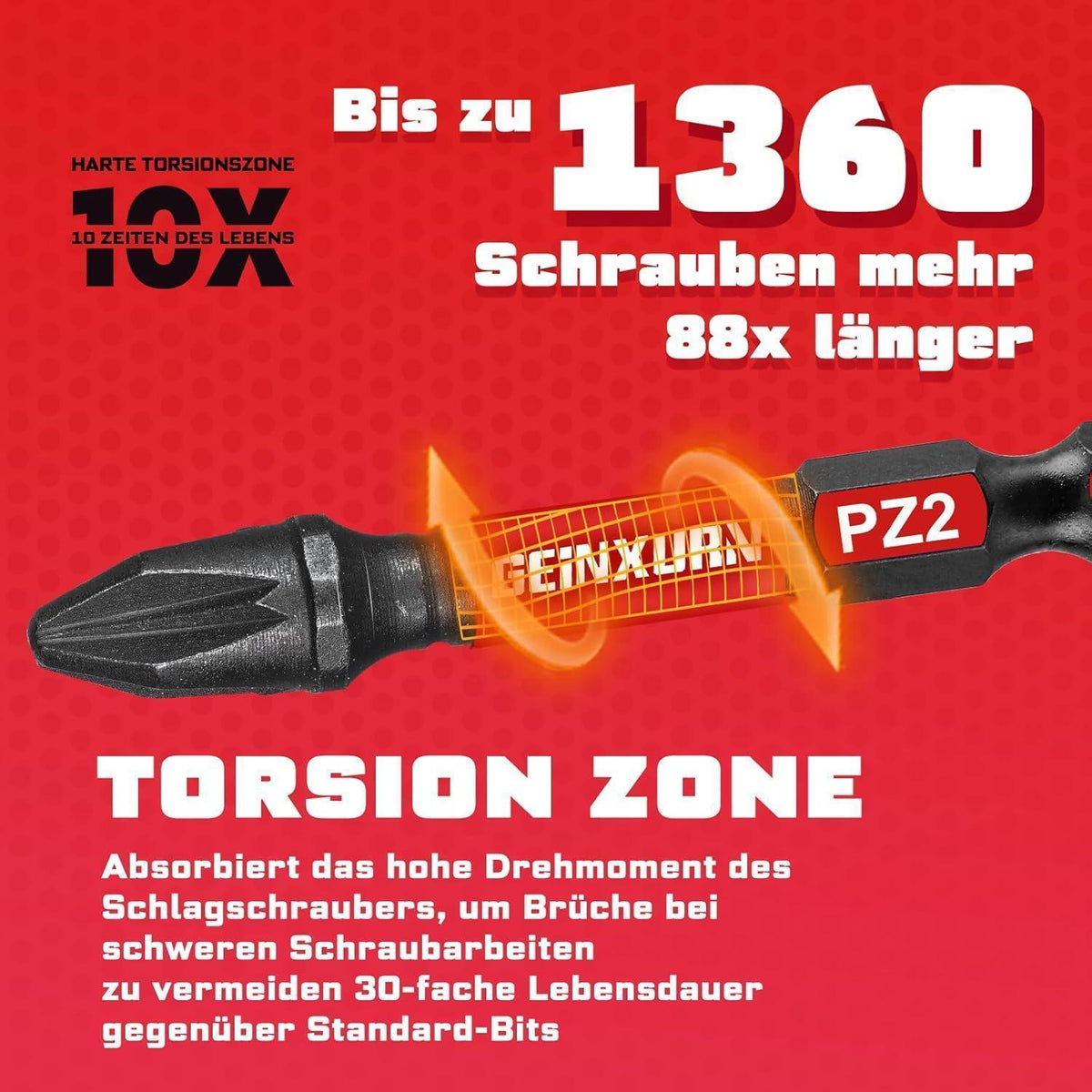 27-teiliger Schlagfester Schrauberbitsatz S2 Stahl mit Halter