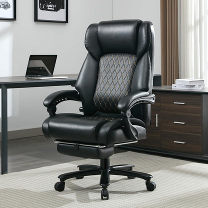 Ergonomischer Bürostuhl 200KG mit Lendenwirbelstütze Schwarz