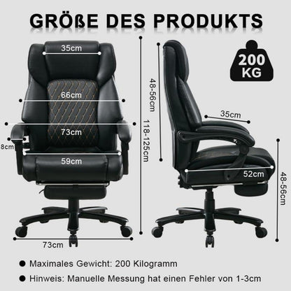 Ergonomischer Bürostuhl mit Lendenwirbelstütze 200KG Schwarz