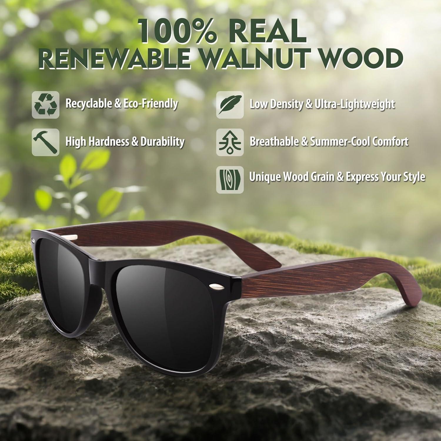 CGID Sonnenbrille Holz Walnuss Polarisiert UV400 CAT3 CE