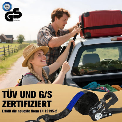 2x Spanngurte 6m mit Ratsche – TÜV/GS geprüft & sicher