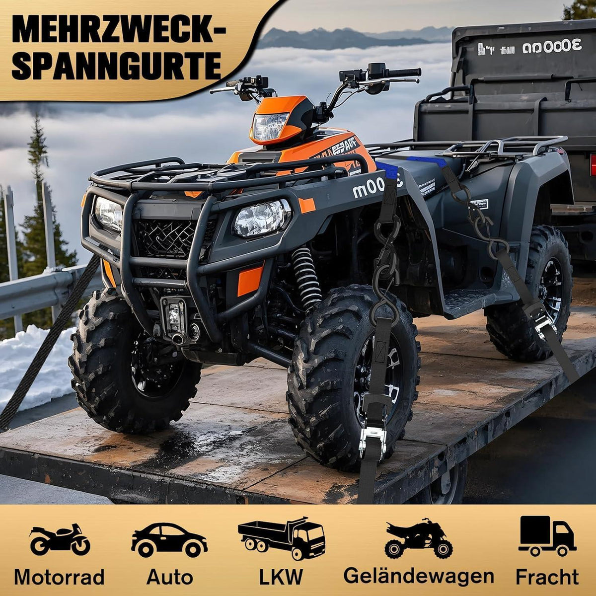 2x Spanngurte 6m mit Ratsche – TÜV/GS geprüft & sicher