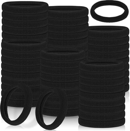 100 Stück Damen Nylon Haargummis Schwarz - Keine