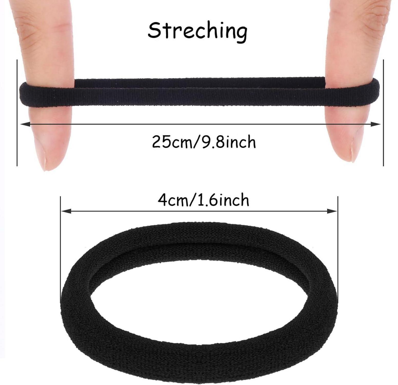 100 Damen Haargummis Schwarz Nylon Elastisch für Dicke Haare