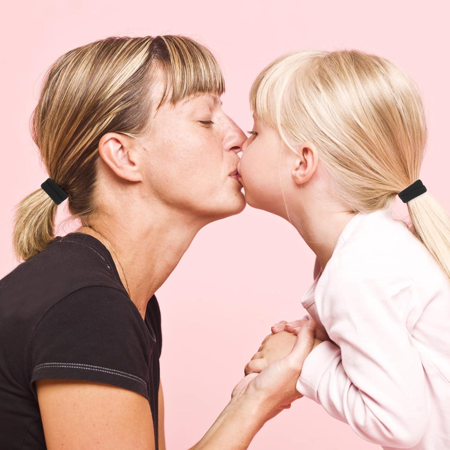 100 Damen-Haargummis Schwarz für Dicke Haare - Weiche Nylon Haarbänder & Pferdeschwanzhalter