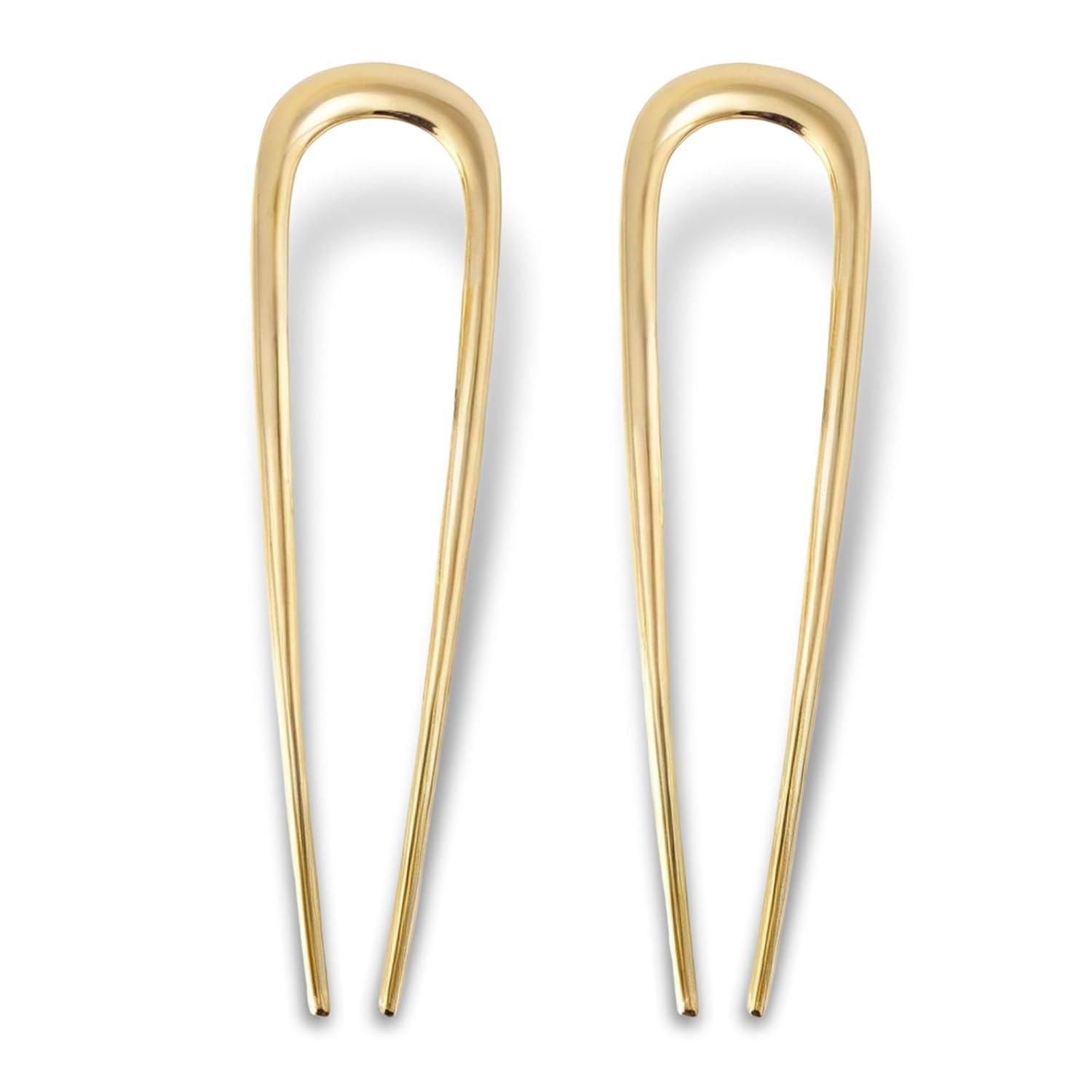 2er Set Gold Metall Französische Haarnadeln Haarpin Groß Dutt Hairpin