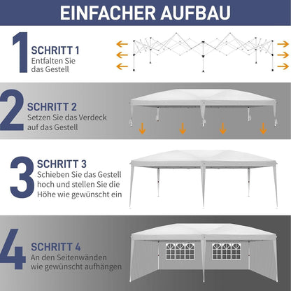 3x6m Faltpavillon – Wasserdicht, Stabil & UV-Schutz für Garten & Camping