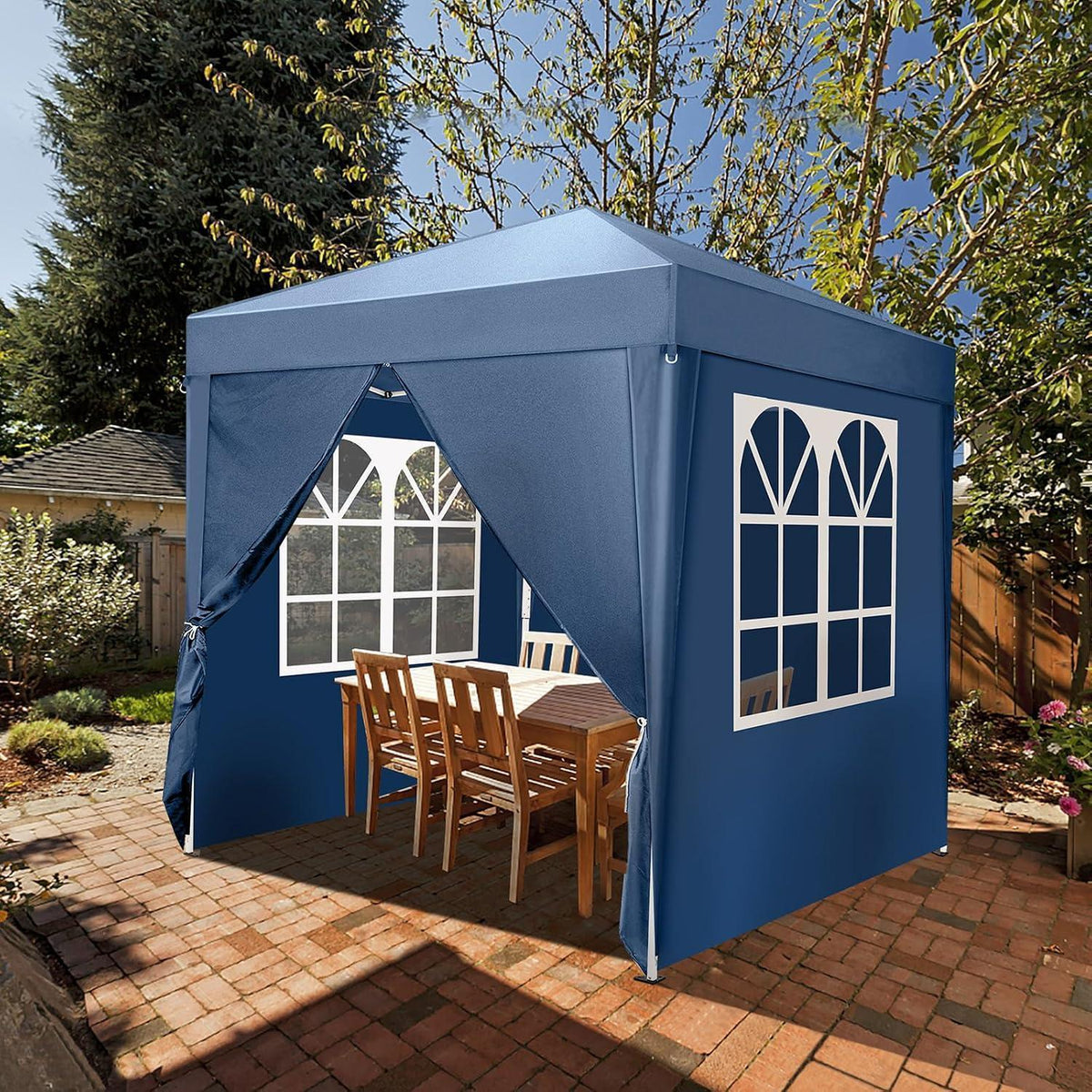 2x2m Faltpavillon Blau mit 4 Seitenteilen – Wasserdicht & Stabil