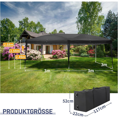 3x6m Faltpavillon – Wasserdicht, Stabil & UV-Schutz für Garten & Camping