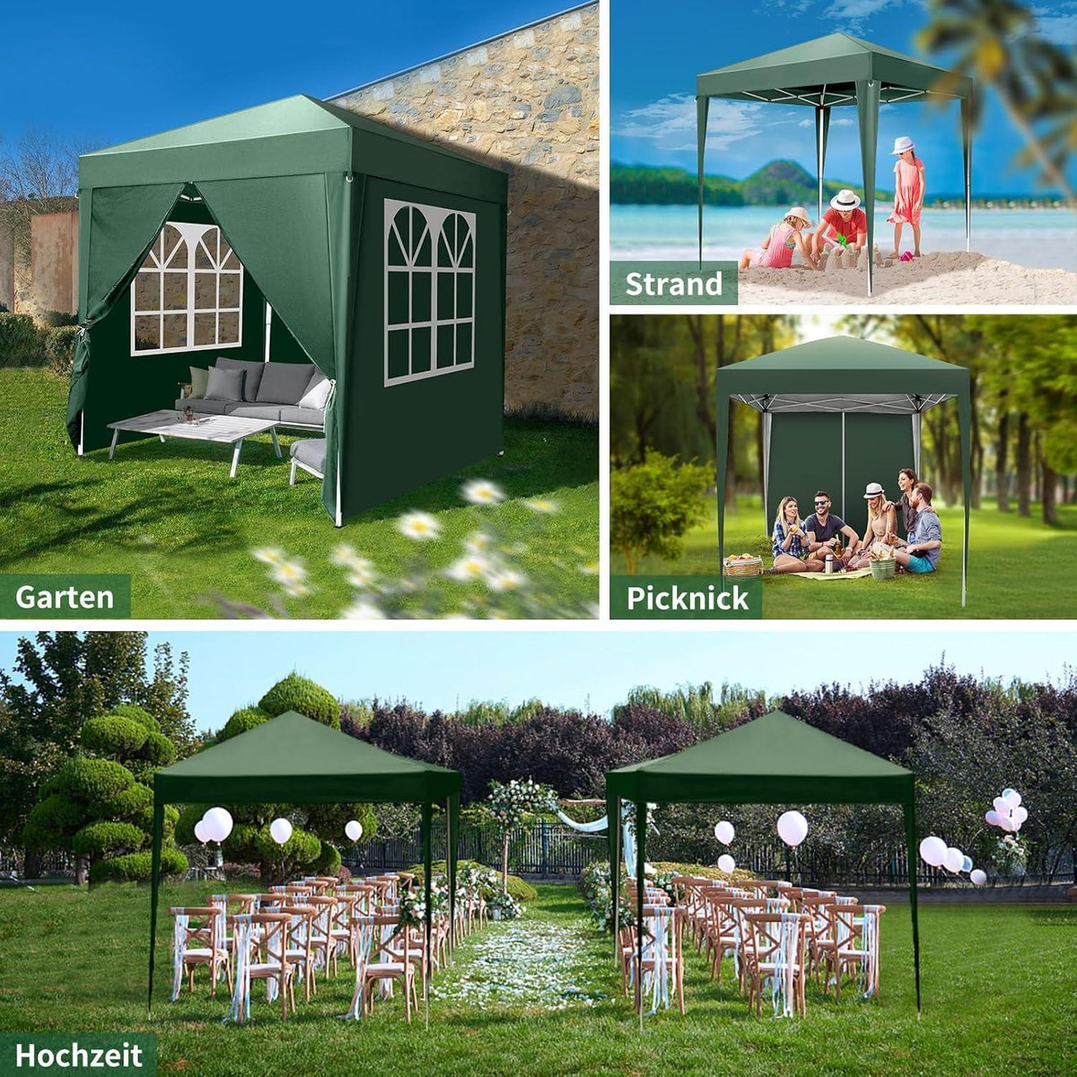 Faltpavillon 2x2m – Wasserdicht, Stabil & UV-Schutz für Garten & Camping