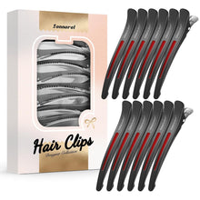 12er Set Profi Haarklammern Schwarz Rot mit Silikonband
