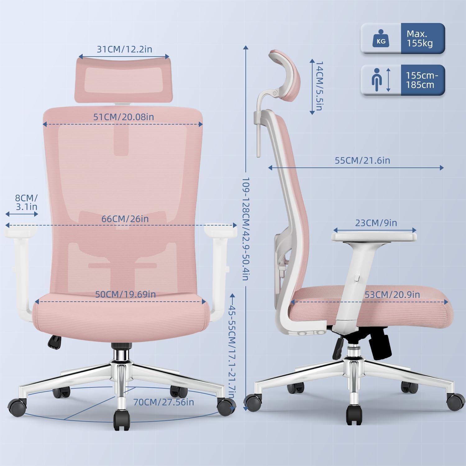Ergonomischer Bürostuhl mit verstellbarer Lendenwirbelstütze und