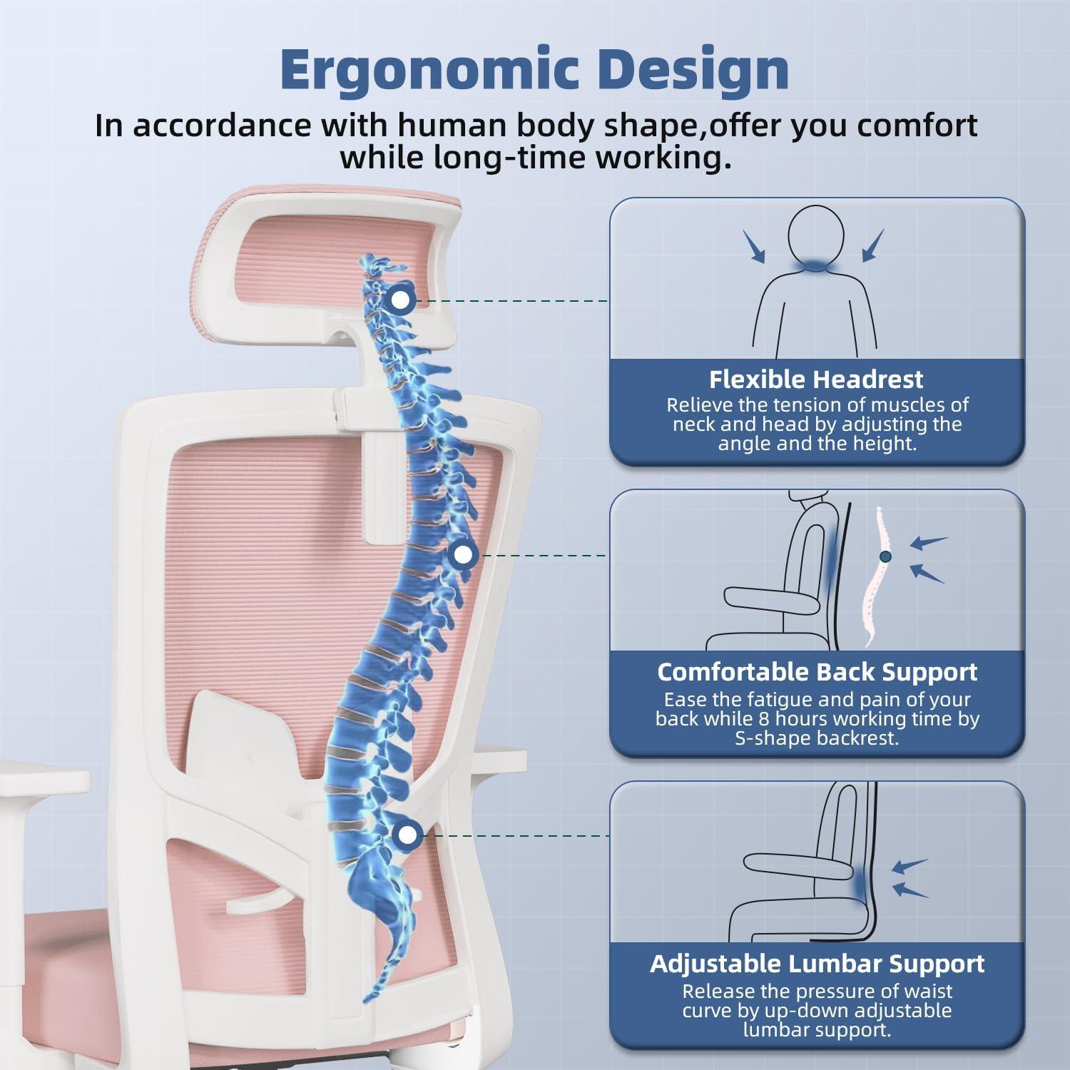 Ergonomischer Bürostuhl mit Lendenwirbelstütze und Wippfunktion