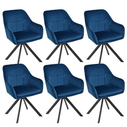 Drehbarer Esszimmerstuhl Set Dunkelblau – Samt & Metall