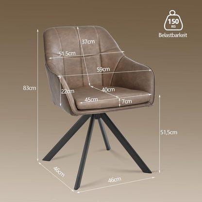 Drehbarer Esszimmerstuhl Dunkelbraun – 6er Set mit Kratzschutz