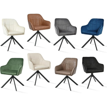 Drehbarer Esszimmerstuhl Set Grau – Samt & Metall, 4er Set
