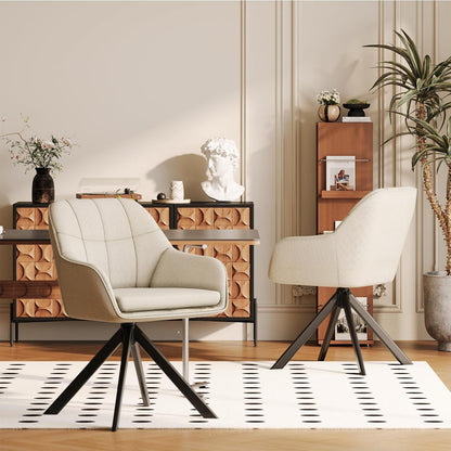 Drehstuhl Esszimmer Beige – 4er Set, Polsterstuhl mit Kratzschutz