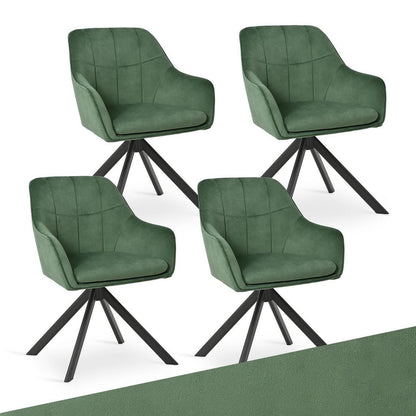 Drehstuhl Esszimmer 4er Set Samt Grün mit Armlehne